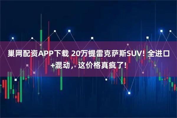 巢网配资APP下载 20万提雷克萨斯SUV! 全进口+混动,这价格真疯了!